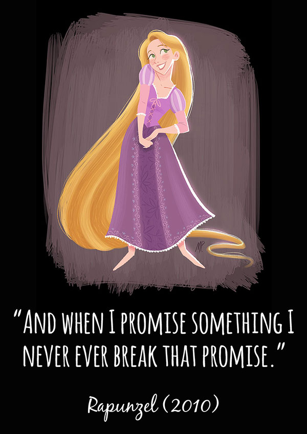 Beautiful Illustrations of Disney Princesses with Inspirational Quotes