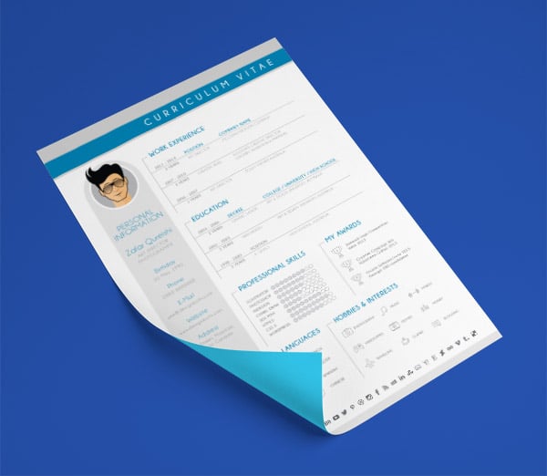 Free Modern CV Resume Design Template For Graphic Designers