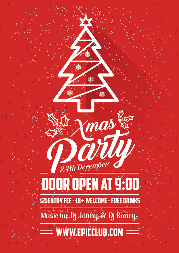 Free Christmas Party Flyer Design Template Mock Up Psd