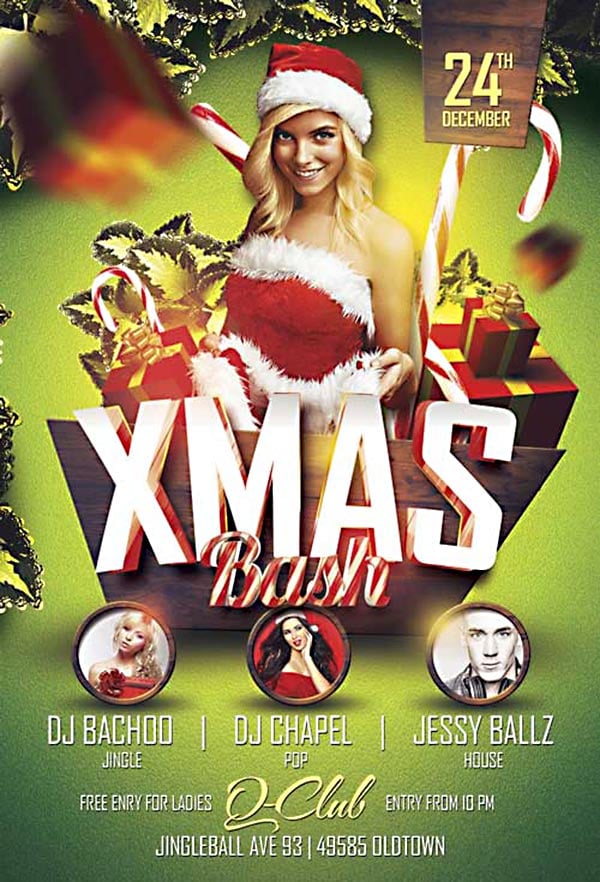 10+ Best Free Christmas Party Flyer / Poster Design Template in Ai