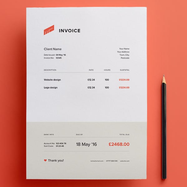 Top 10 Best Free Professional Invoice Template Designs in Ai & PSD Format