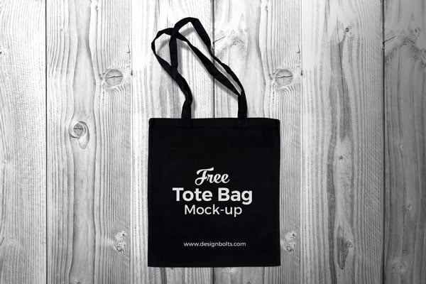 Download Free Black Cotton Tote Shopping Bag Mock-up PSD