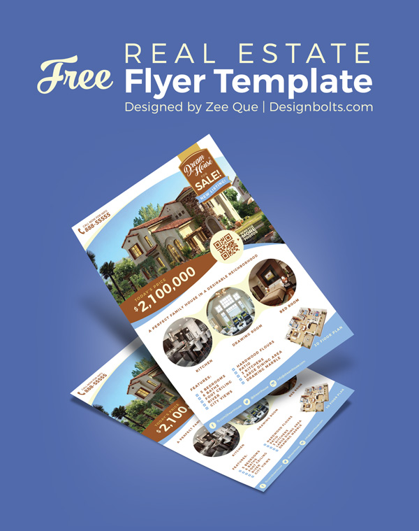 Free Real Estate House For Sale Flyer Design Template Ai Mock Up Psd