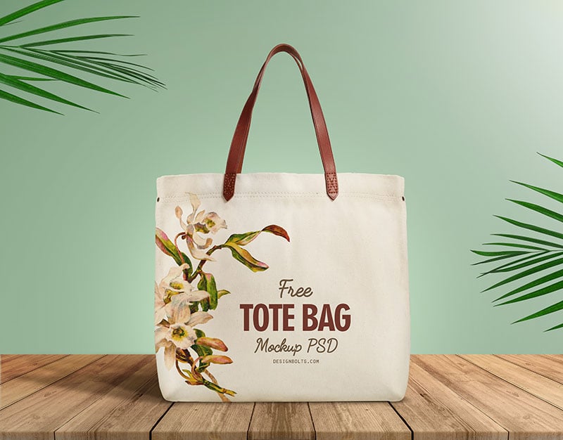 Free Organic Cotton Tote Shopping Bag Mockup PSD