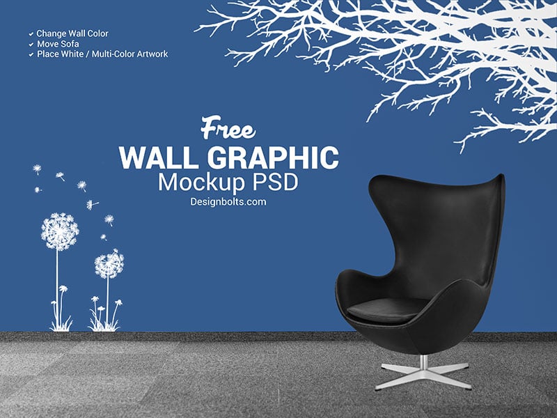 Download Free Wall Decal / Sticker Mockup PSD Files for Dark & White Background