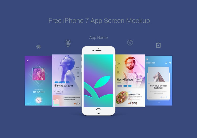 Download Free Apple iPhone 7 App Screen Mockup PSD