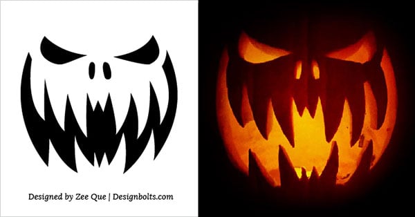 10 Free Printable Scary Halloween Pumpkin Carving Patterns / Stencils ...