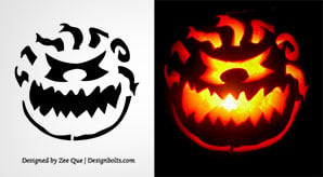 5 Free Scary Halloween Jack-O'-Lantern Pumpkin Carving Stencils ...
