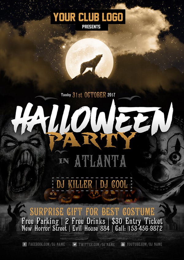 Free Halloween Party Costume Flyer Design Template 17