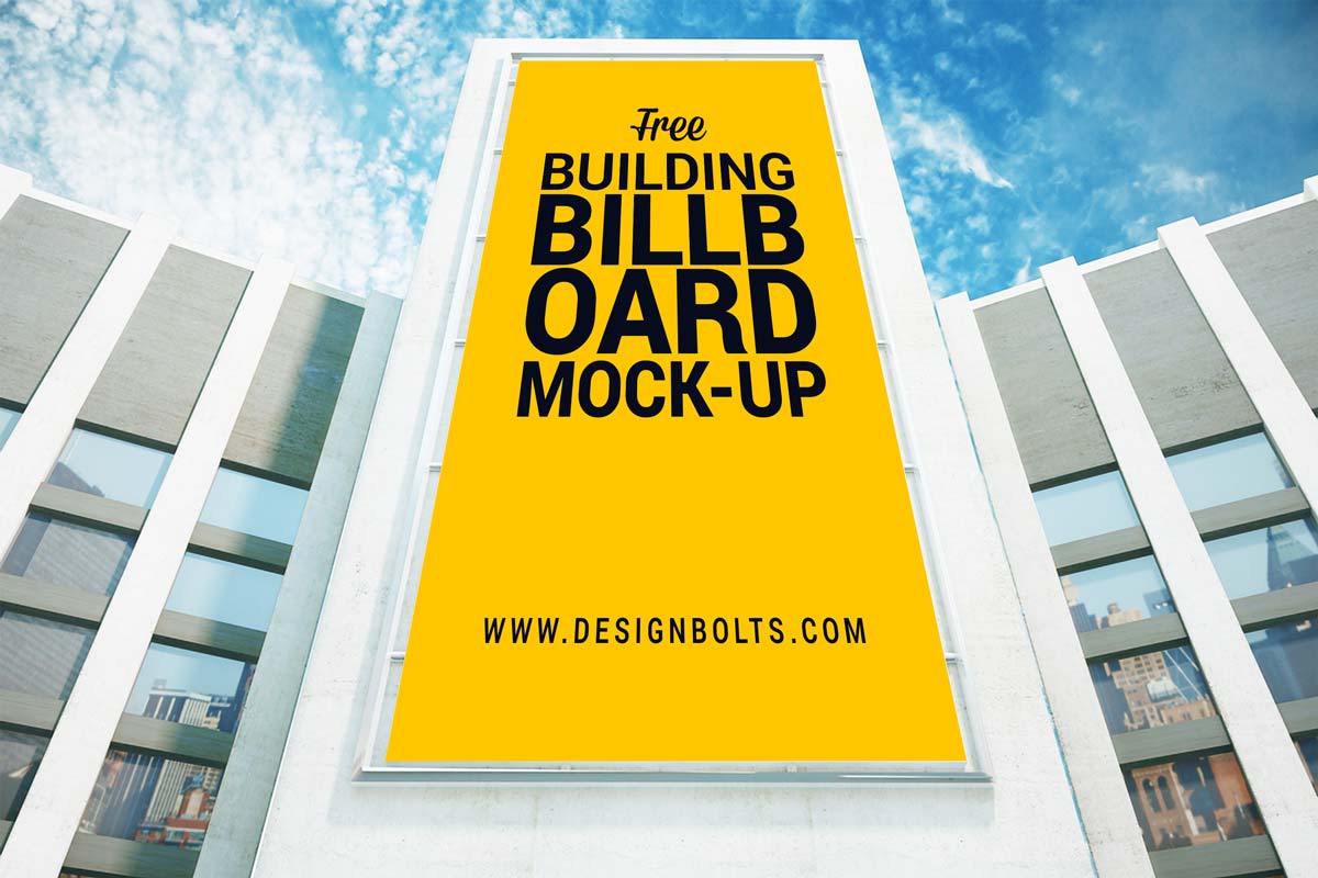 Free Outdoor Advertising Building Billboard Mockup PSD