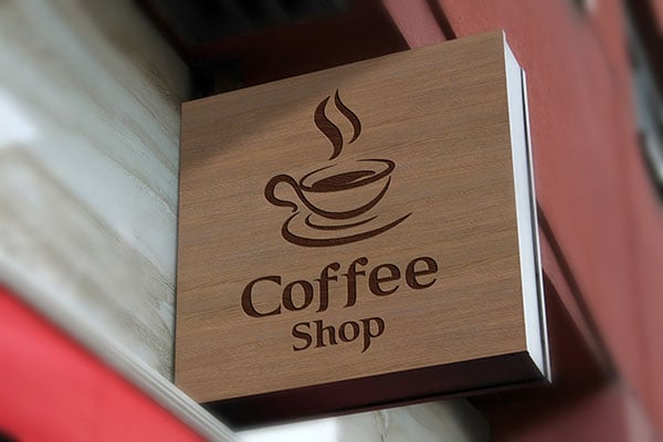 Download Free Wall Mounted Shop Sign Board Logo Mockup PSD