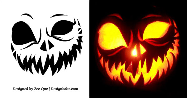 5 Free Scary Halloween Jack-O'-Lantern Pumpkin Carving Stencils ...