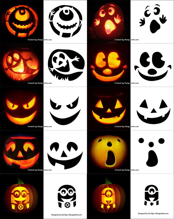 4 Free Printable Halloween Pumpkin Carving Stencils Patterns Designs Faces Ideas