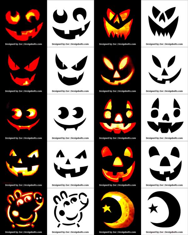850+ Free Printable Halloween Pumpkin Carving Stencils, Patterns, Designs, Faces & Ideas