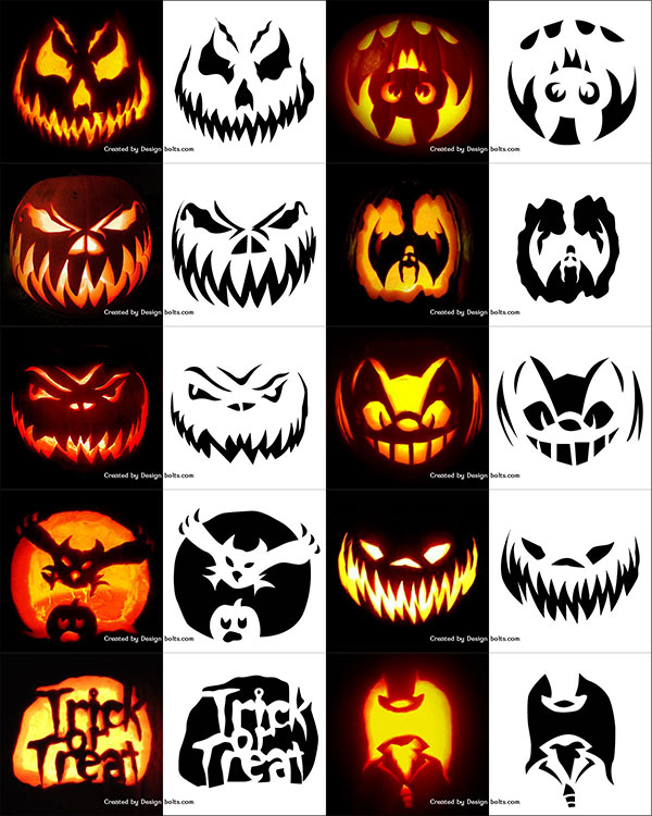 420+ Free Printable Halloween Pumpkin Carving Stencils, Patterns ...