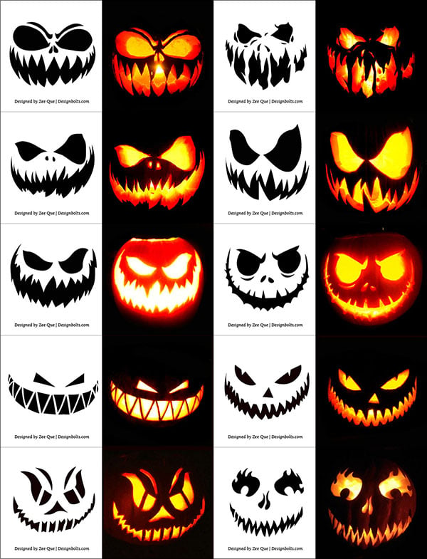 290+ Free Printable Halloween Pumpkin Carving Stencils, Patterns ...