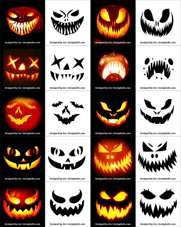 850+ Free Printable Halloween Pumpkin Carving Stencils, Patterns, Designs, Faces & Ideas