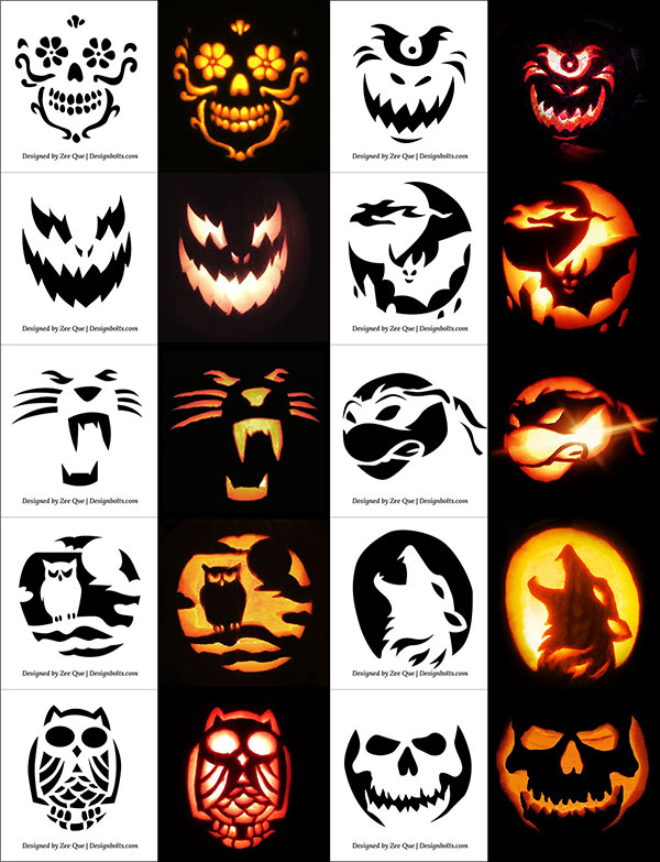 420 Free Printable Halloween Pumpkin Carving Stencils Patterns Designs Faces Ideas