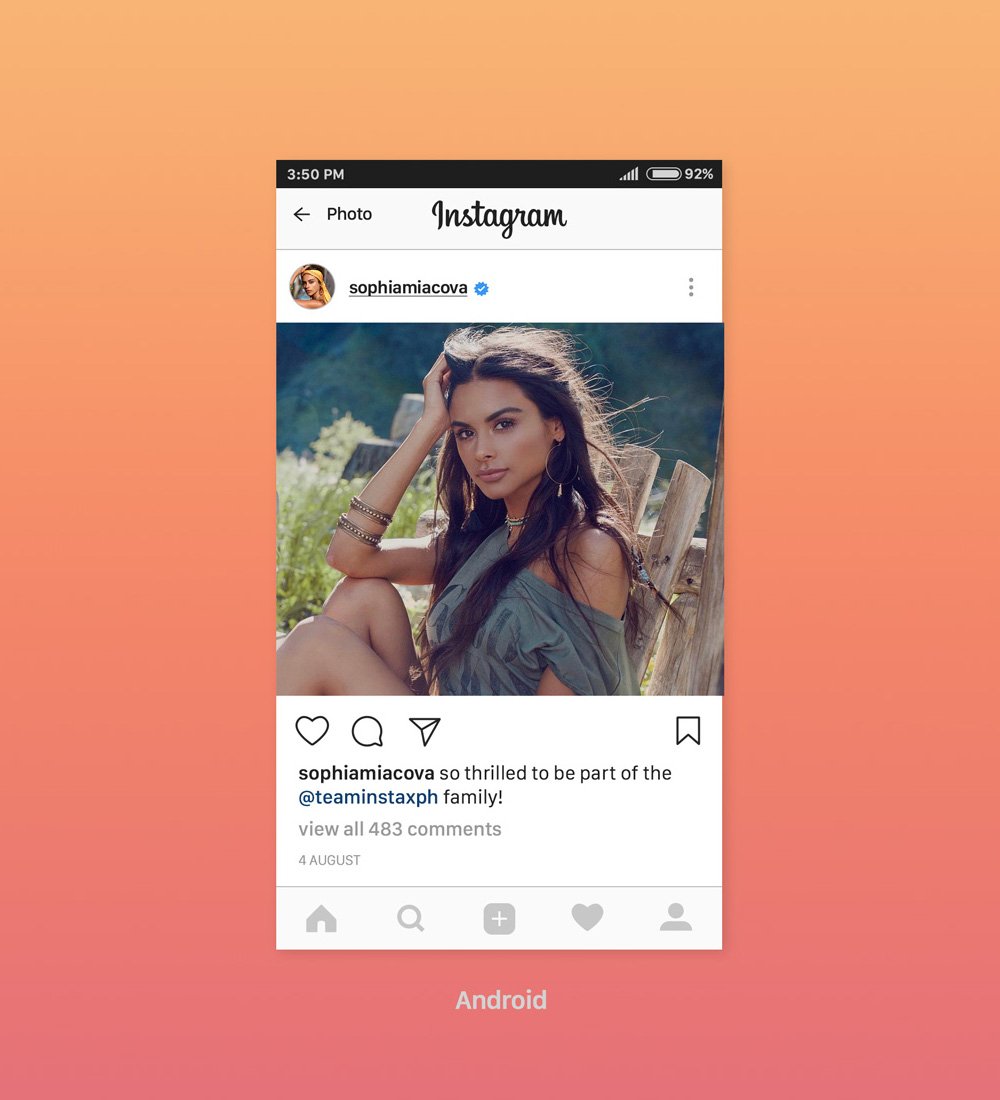 Download Free Instagram Feed Screen UI Mockup 2017 | iPhone ...