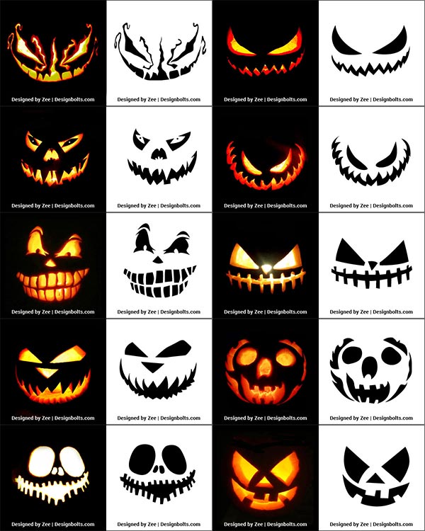 850+ Free Printable Halloween Pumpkin Carving Stencils, Patterns, Designs, Faces & Ideas