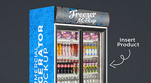 Download Free Commercial Refrigerator Cooler Freezer Mockup Psd With Product Insertion