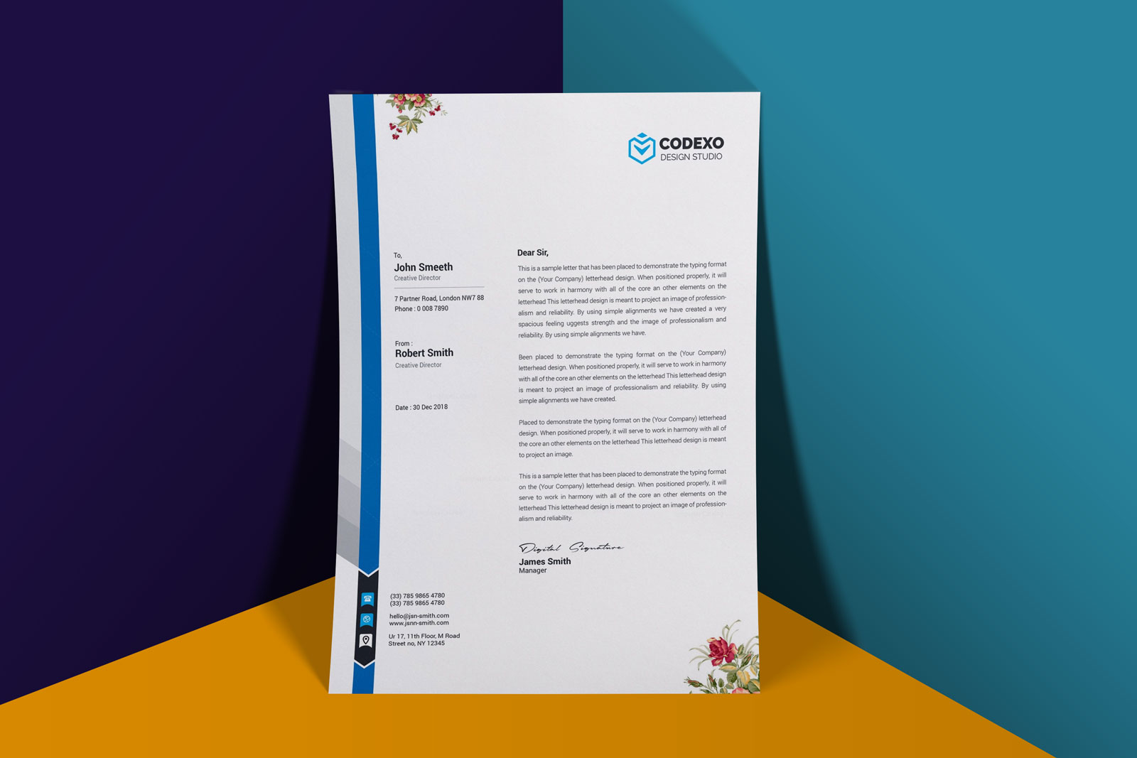 Download Free A4 Flyer Letterhead Mockup Psd