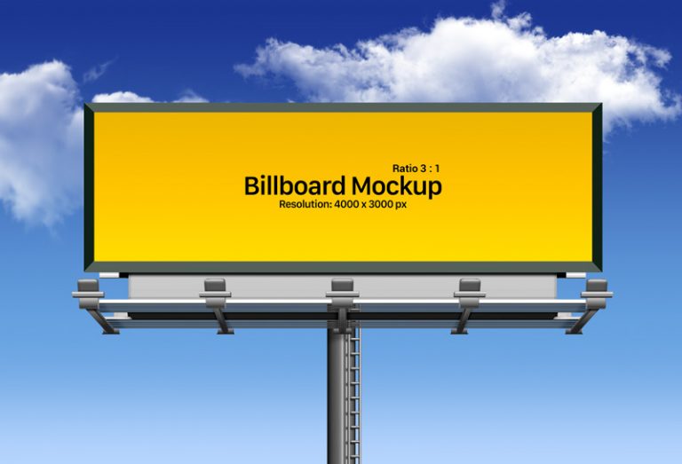 Free Outdoor Advertising Billboard Mockup PSD | Ratio 3 : 1