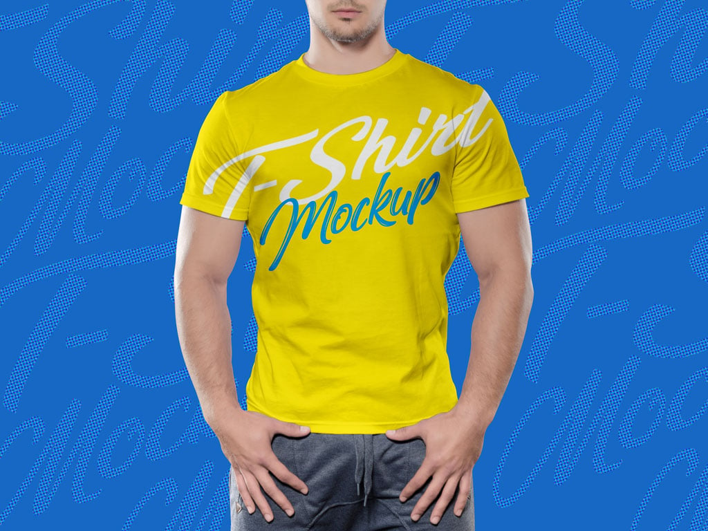 Free-Fit-Man-Half-Sleeves-T-shirt-Mockup-PSD