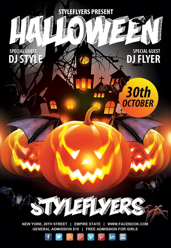 60 Free Halloween Posters Invitation Flyers Print Templates 18