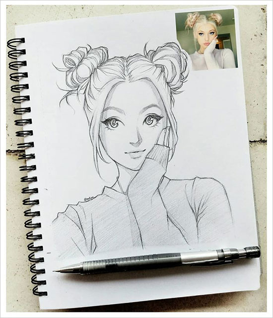 Beautiful Girl Realistic Drawing · Creative Fabrica