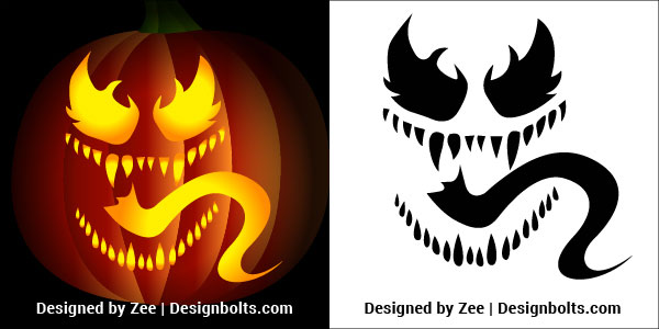 5 Venom Pumpkin carving Stencils, Printable Patterns, Ideas for Halloween 2018