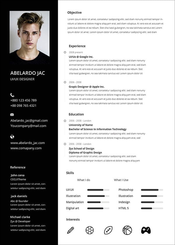 50 Free Resume Cv Template In Photoshop Psd Format For Graphic Web Designers