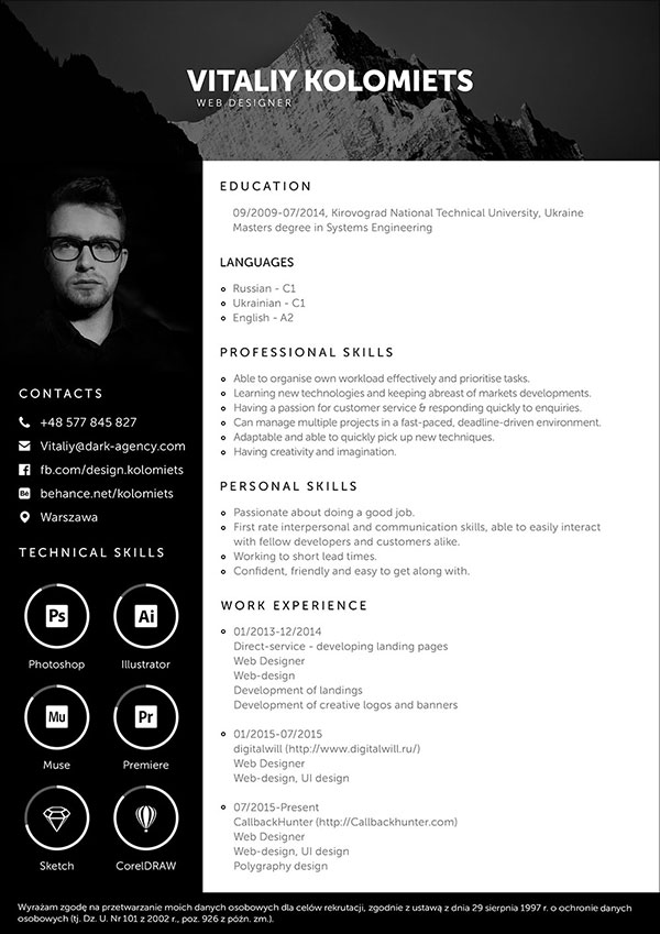 50 Free Resume Cv Template In Photoshop Psd Format For Graphic Web Designers