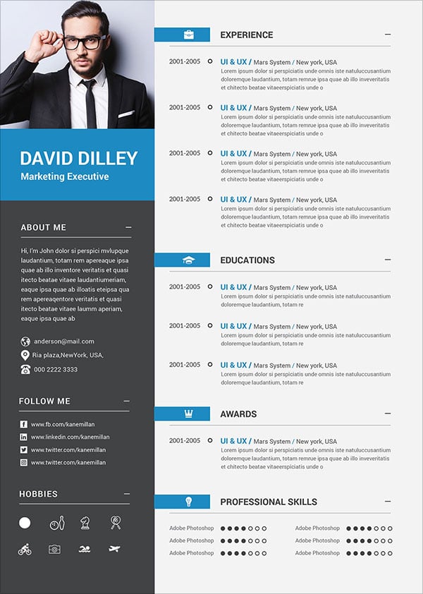 50 free resume   cv template in photoshop psd format for