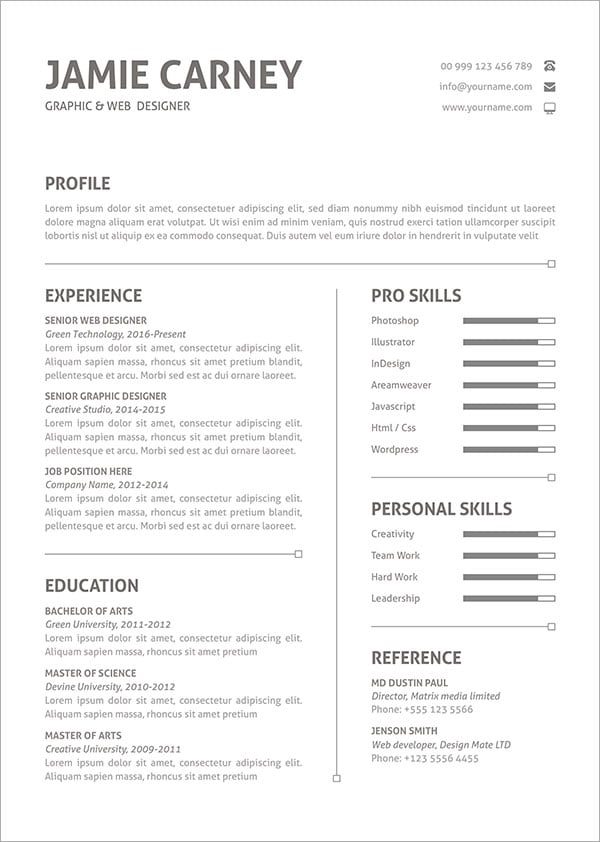 50 free resume   cv template in photoshop psd format for graphic  u0026 web designers