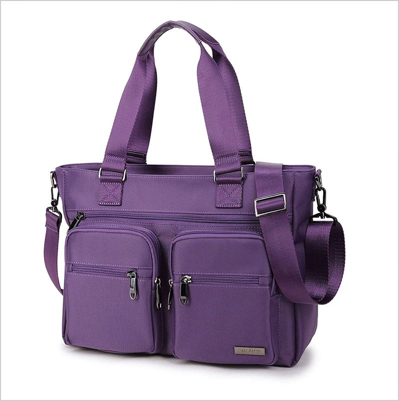 Purple-Water-Repellent-Nylon-Shoulder-Bag