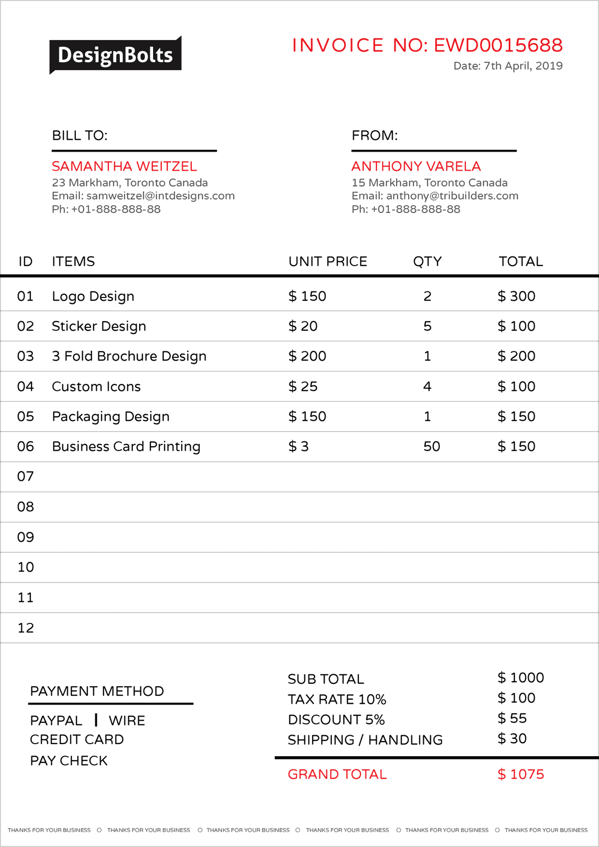 5 Free Business Invoice Design Template Samples in Ai Format