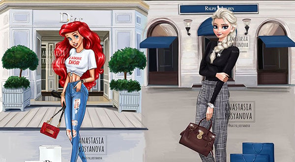 19-Beautiful-Illustrations-of-Disney-Princess-using-Luxury-Brands