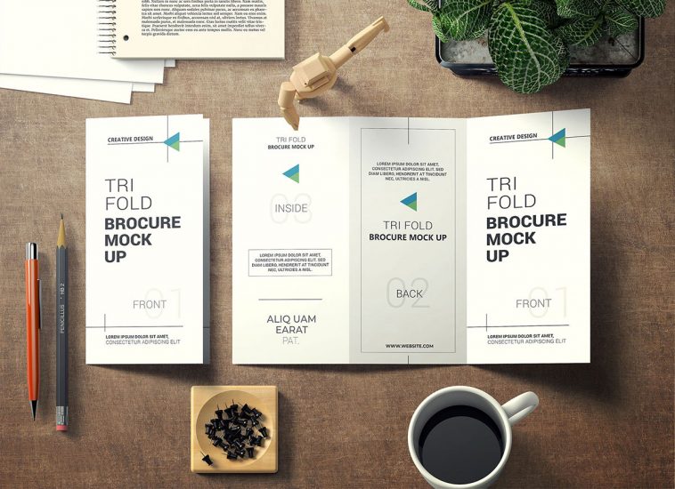 10 All Time Best Free TriFold Brochure Mockup PSD Files
