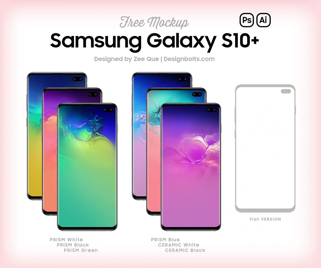 Download Free Samsung Galaxy S10+ (Plus) Mockup PSD & Vector Ai