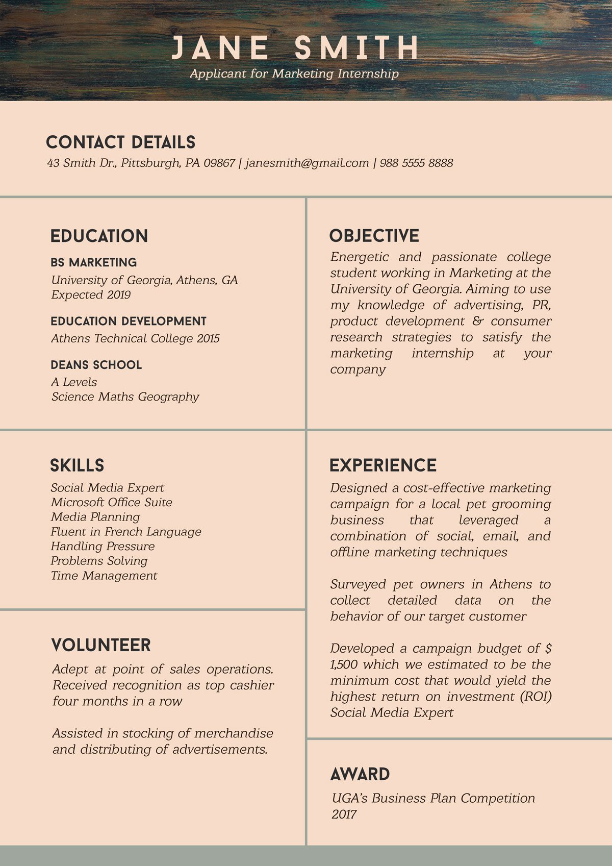 resume examples for students with no work experience template