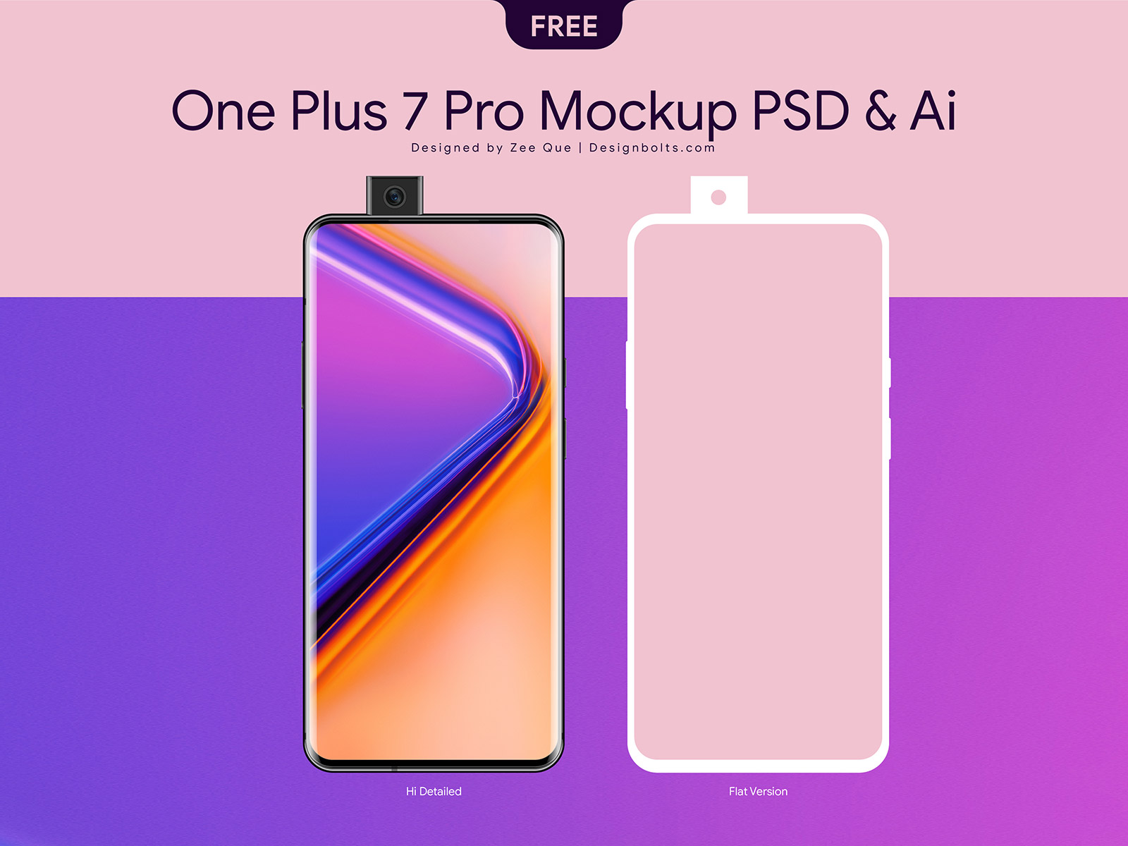 Download Free One Plus 7 Pro Mockup PSD & Ai | Designbolts