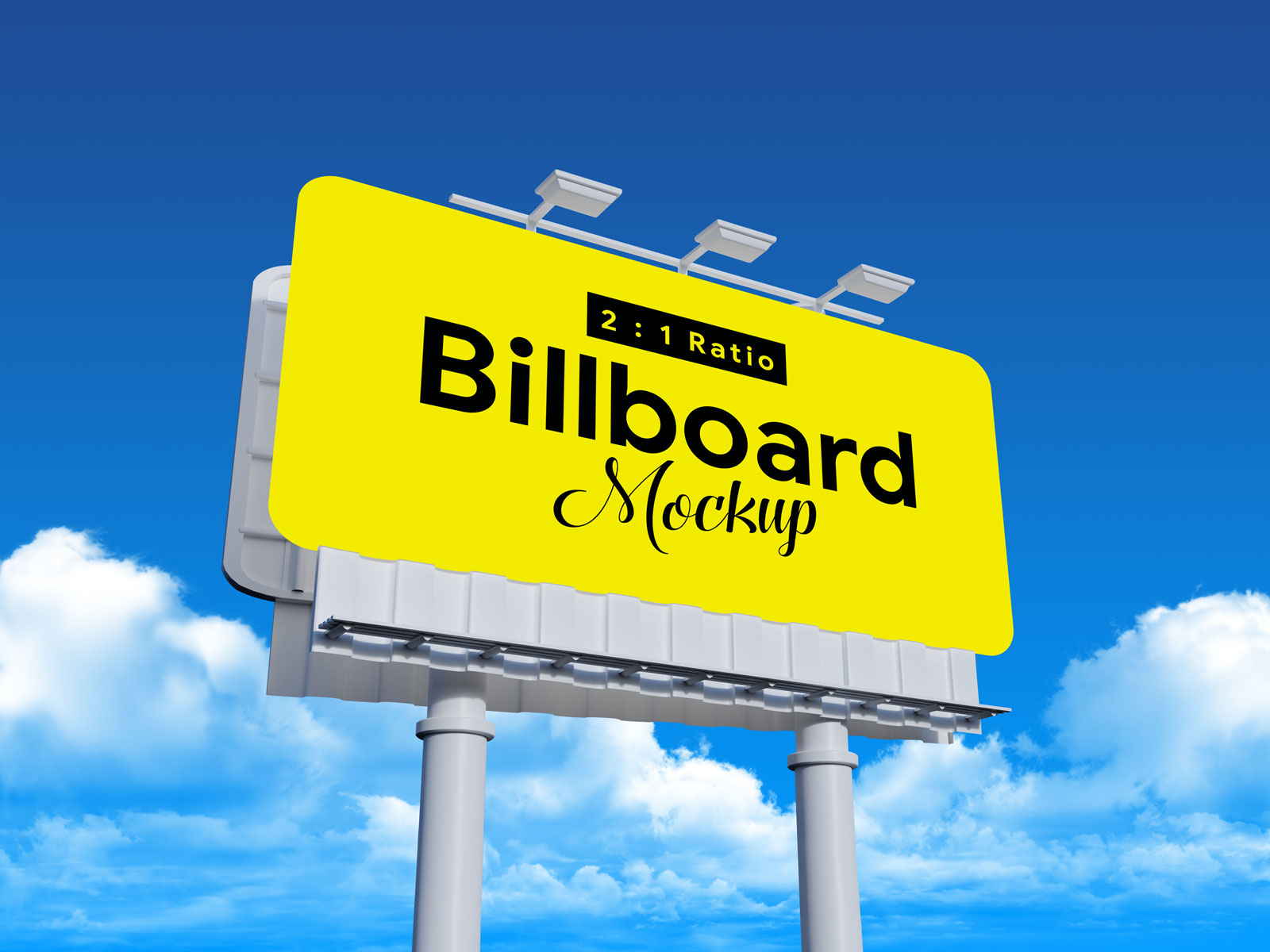 Download Free 2:1 Outdoor Advertising Rounded Corners Billboard Mockup PSD | Designbolts