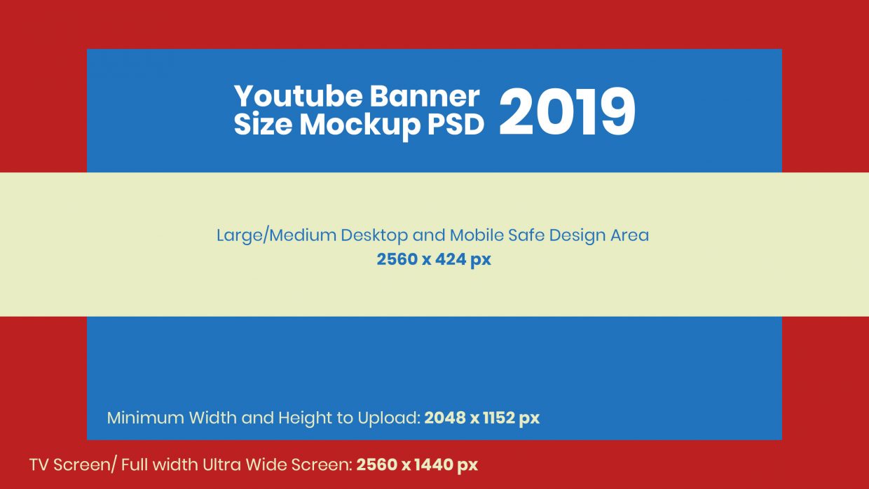 Download Free YouTube Banner Size Mockup 2019 & Design Template PSD For Reference | Designbolts