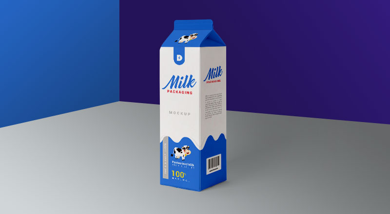 Download Free Milk Carton Box Packaging Mockup PSD | Designbolts