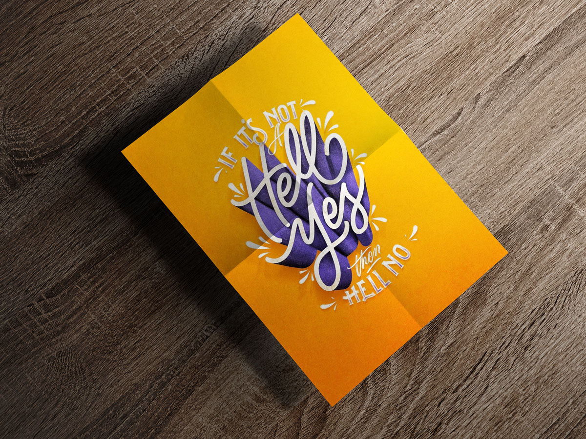 Download Free Folded Paper A4 Size Flyer / Poster Mockup PSD | Designbolts