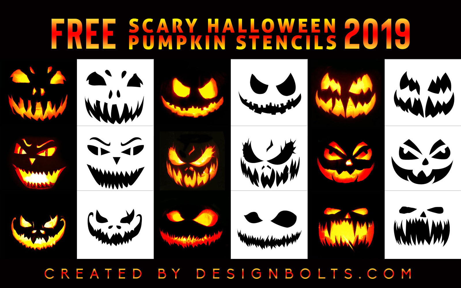 scary jack o lantern faces printable