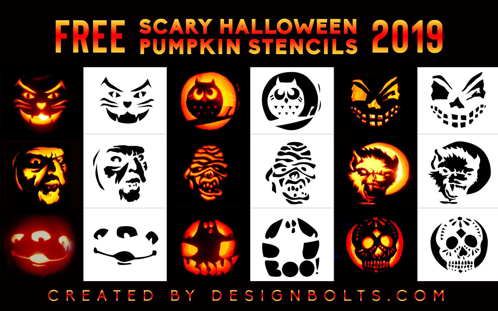 10 Scary Halloween Pumpkin Carving Stencils, Ideas, Patterns for 2019