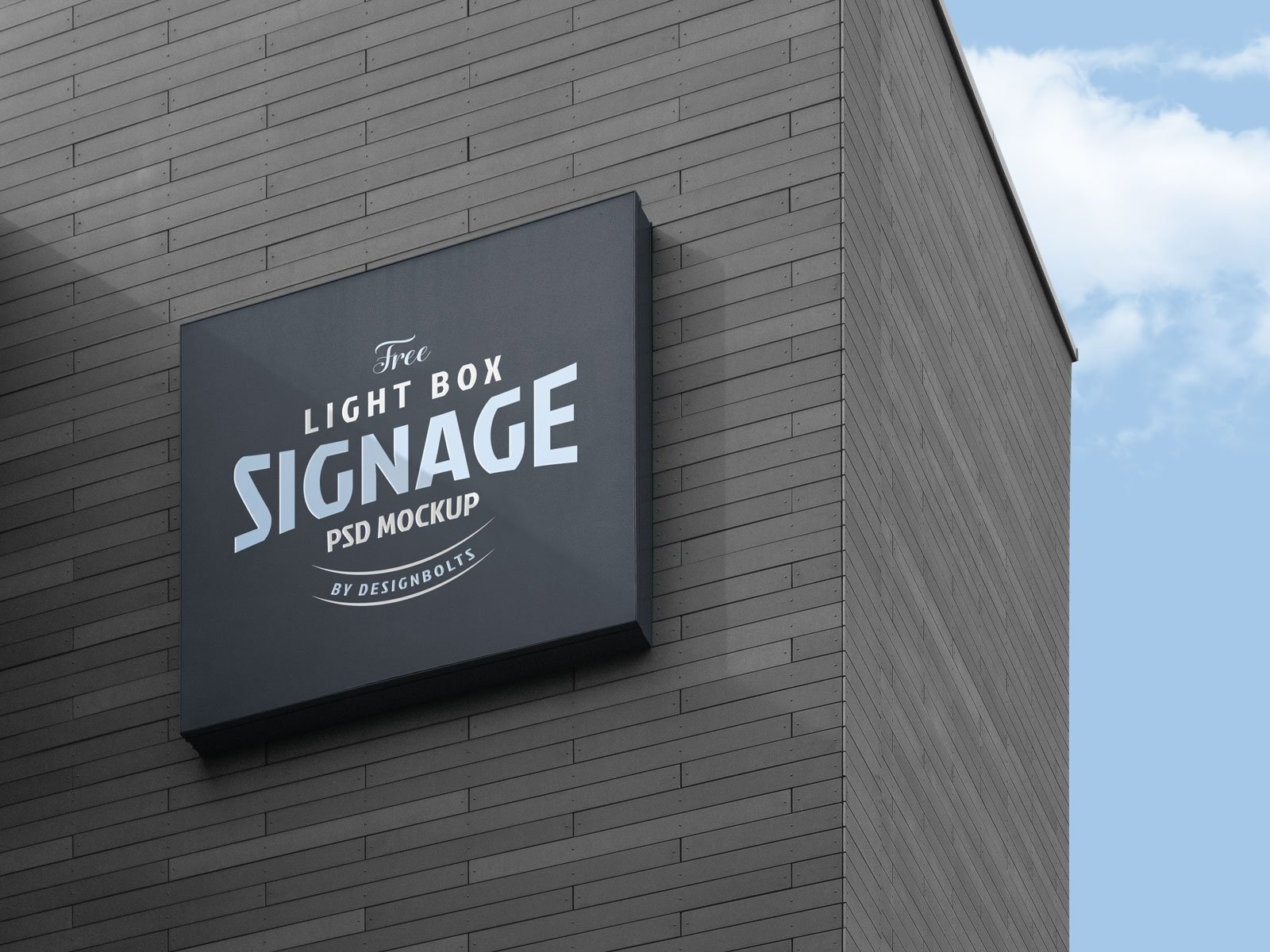 Free Wall Mounted Company Logo Signage Board on Building Mockup PSD | Designbolts