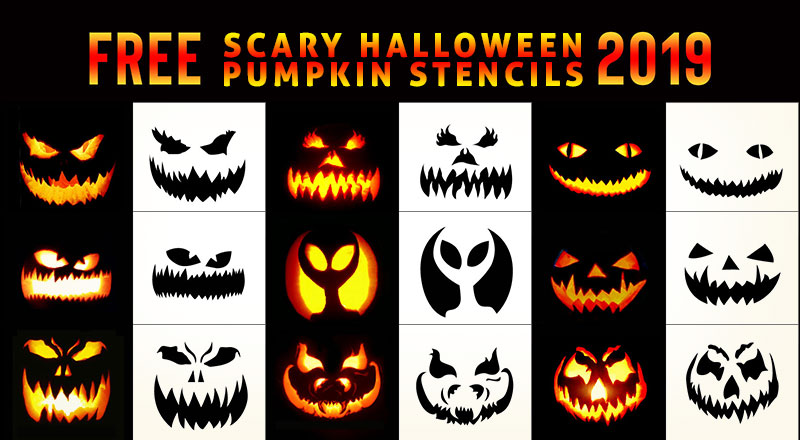 10 Free Scary Halloween Pumpkin Carving Stencils, Faces, Templates, Patterns & Ideas 2019 - Designbolts